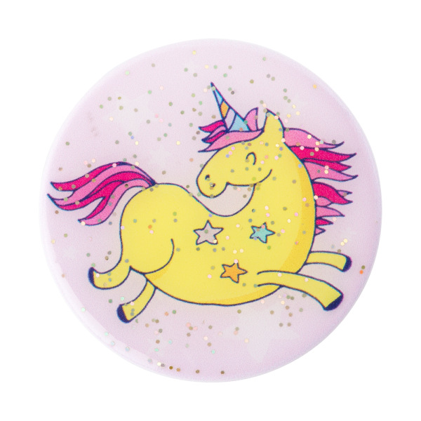 Glitter jumping unicorn yellow 01 top view